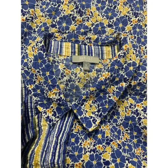 Habitat Top Womens Size XL Floral Textured Button Lagenlook Artsy Casual - Picture 5 of 7